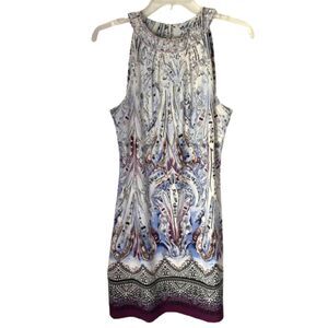 White House Black Market Strappy Open Back Bohemian Paisley Lined Shift Dress SP